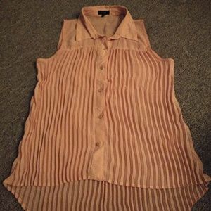 Rippled hi-low peach blouse